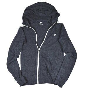 Nike Womens Jersey Full Zip Hoodie Lightweight Layering Piece Size Small Dk Grey